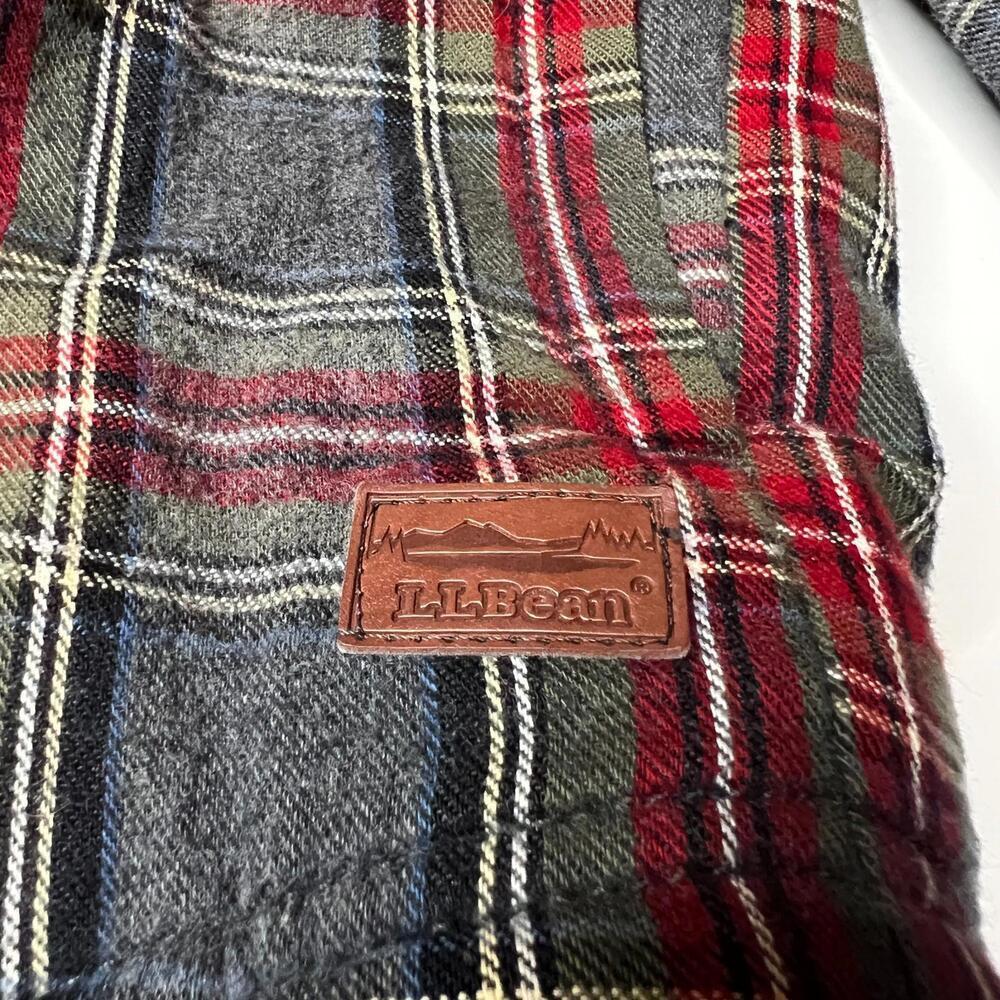 L.L.Bean Men’s Slightly Fitted Sherpa-Lined Flannel Shirt Jacket Plaid Red/Gray - Picture 8 of 9